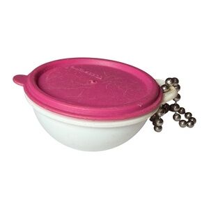 Tupperware Vintage Pink Lid with White Bowl Thatsa Bowl Keychain